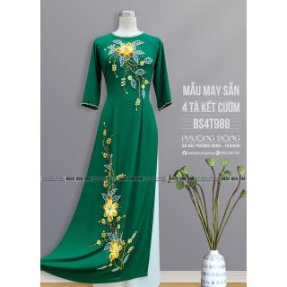 Áo Dài Bà Sui 2 Lớp 4 Tà Kết Cườm Pha Lê BS4T988